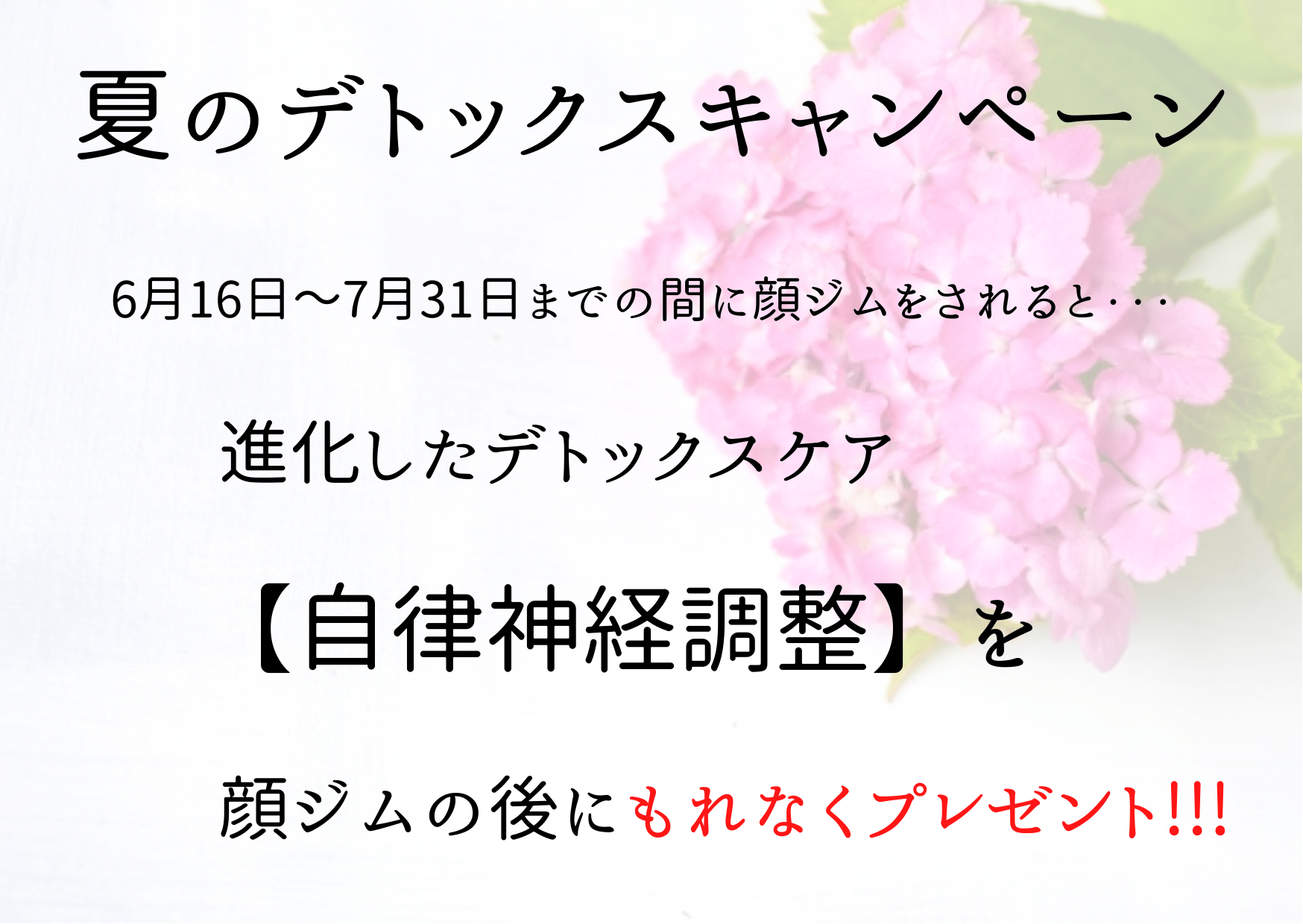 デトックス・自律神経調整ｹｱが無料で付いてくる♡